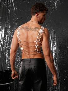 FeverCity 男士性感镂空手工编织珍珠上衣