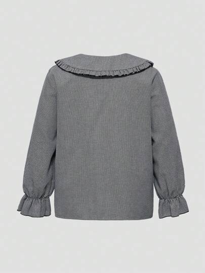 Plus Size Women Casual Cute Floral Peter Pan Collar Blouse
