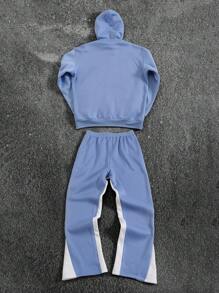 PAVTROS Bộ đồ nam Manfinity Streetrush 2 món áo hoodie và quần nỉ có lót nhiệt in chữ và ngôi sao, trang phục dạo phố thường ngày ấm áp cho mùa thu và mùa đông, hoàn hảo cho sinh viên, trang phục hàng ngày và quà tặng cho bạn trai, bộ đồ nam màu xanh nhạt bộ đồ thể thao nam bộ đồ chạy bộ nam bộ đồ dạo phố nam bộ đồ 2 món màu xanh - Nhiều màu - Xem 2