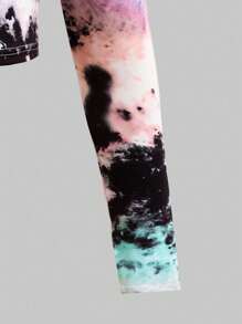 SHEIN 青少年女孩合身休闲简约舒适圆领长袖镂空后背上衣和裤子运动套装 - 彩色 - 查看 4