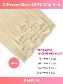 Seamless Clip Ins 7PCS Seamless PU Clip In Human Hair Extensions 100% Real Human Hair 14-22 Inch Balayage Ombre Blonde Color Skin Weft Remy Hair Extensions 110G With Clip - S613 - View 4