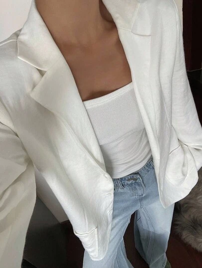 Livesso 여성용 단색 루즈 캐주얼 블레이저 재킷 비즈니스 복장