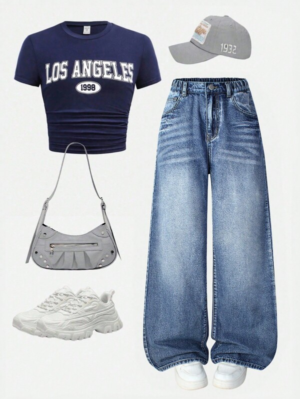 Retro amerikanischer Vintage Boyfriend Jeans für Teenager Mädchen mit Multi-Taschen, lässiges Design im Straßenstil, schweres Washed Material, 2025 Neue Kollektion, geeignet für den täglichen Gebrauch