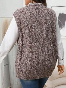 EMERY ROSE سترة كاردجان فضفاضة عادية بجيب وياقة على شكل حرف V للنساء ذوات الحجم الكبير - متعدد الألوان - مشاهدة 2