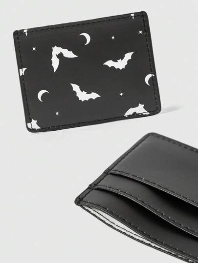 Goth Dark Gothic Street Bat Holder Bank Card Wallet, Portable Gothic Style