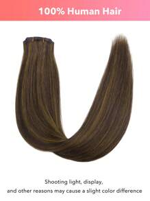 Seamless Clip Ins 7PCS Seamless PU Clip In Human Hair Extensions 100% Real Human Hair 14-22 Inch Balayage Ombre Blonde Color Skin Weft Remy Hair Extensions 110G With Clip - S1/2/5 - View 3