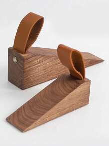 1pc Beech Door Stop, Wooden Door Stop, Windproof Door Stopper, Anti Collision Door Stop Holder With Lanyard Valentine's Day, Valentines Wedding, Birthday, Room Decor, Home Decor Living Room, Office Decor Items,Fall Decor - Multicolor - View 13