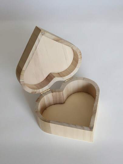 1PC Heart Shaped Wooden Jewelry Storage Box Organizer With Felt Lining Travel Portable Keepsake Gift Case For Rings Earrings Mothers Day Present Cosmetic Makeup Organizer Desk Decor