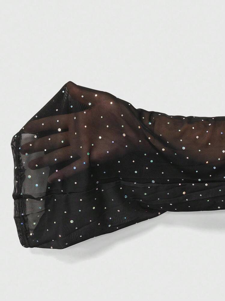 SHEIN EZwear Pantalon évasé noir à paillettes transparent pour festival de musique - Noir - Voir 8