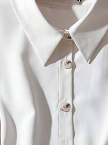 Regalyn Plus Size Solid Color Front Button Belted Summer Elegant Short Sleeve Dress