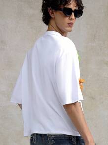 Manfinity Hypemode Men's Casual Dropped Shoulder Short Sleeve 3D Floral T-Shirt, Summer , Flower Tshirt Men , Men Summer Clothes , Boxy T Shirt Men , Oversized T Shirt Men