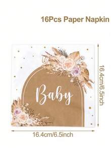 Set Peralatan Makan Sekali Pakai Tema Boho Hey Ba By, Dekorasi Pesta Selamat Datang Bayi, Piring Kertas, Serbet, Gelas, Set Peralatan Makan untuk Pesta Ulang Tahun, Pesta Menyambut Bayi, Pesta Pengungkapan Jenis Kelamin Bayi - MultiWarna - View 8