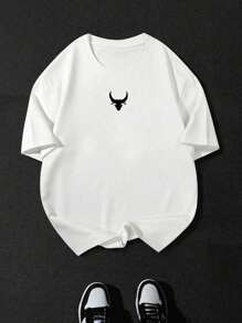 Manfinity Sport Corelite Áo thun thể thao nam tay ngắn in hình bò đực - trắng - Xem 3