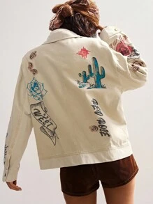 Bohemela 女士休闲纯色梭织轻薄长袖夹克西部风夹克女款印花夹克秋冬女款