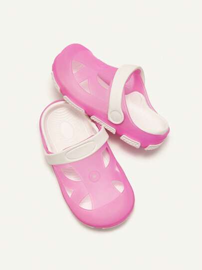 1 Pair Pink Cartoon Animal Fashion Baby Toddler Outdoor Sports Jelly Shoes, Beach/Garden Shoes