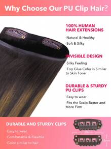 Seamless Clip Ins 7 件无缝 PU 夹式真人发片接发 100% 真人发 14-22 英寸渐变金色肤色雷米接发 110G 带夹子 - S2/10 - 查看 5