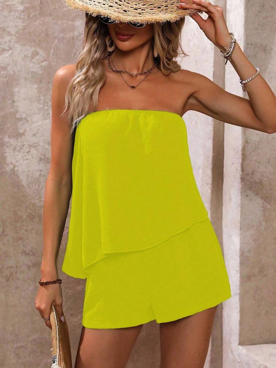 Breezaya 女士纯色抹胸上衣和宽松短裤两件套，度假风