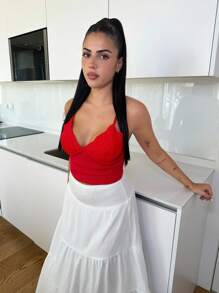 Lucia Bellido 净色荷叶边下摆半身裙 - 白色 - 查看 2
