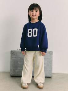 Maija Kids Maija Kids Young Girl Casual Round Neck Numeric Pattern Sweatshirt, Autumn/Winter Kids Jumper Sweatshirt For 6 Year Olds Kids Sweatshirt Childrens Jumper Kids Clothes Fall - Navy Blue - View 3