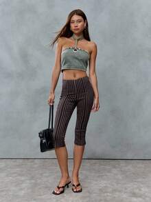 TypaGal Áo denim hở lưng hở vai gợi cảm cho nữ, mùa hè - màu xanh lá - Xem 5