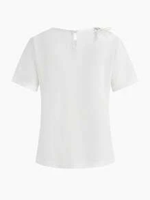 MOTF PREMIUM FAUX FEATHER & PEARL BOXY T-SHIRT - White - View 2