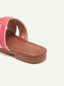 1 Pair Summer Colorblock Crisscross Fashionable Cute Comfortable Versatile Flat Baby Girl Slippers - Multicolor - View 2