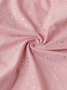 SHEIN Clasi Women's Elegant Top With Foil Printing And Ruffle Sleeves - Pink - View 6