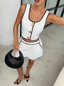 Lavishia Conjunto casual de mujer de 2 piezas: top sin mangas y shorts - Blanco - Ver 5