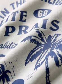 JNSQ Tween Boy Casual Crew Neck Loose Fit Long Sleeve Sweatshirt With Funny Beach Holiday Print, Suitable For Autumn, Winter Daily Wear, Outdoor Activities, Vacation, Streetwear, Party And Leisure - Grey - View 6