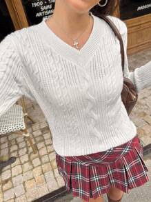 Jouncy Women's Casual Solid Color Long Sleeve Sweater Fall Winter Cloth For Women - White - View 1