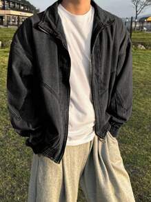 DAZY 男士纯蓝色牛仔夹克，秋季