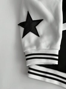 Manfinity EMRG 男士休闲撞色拼接铆钉装饰夹克，秋冬 - 彩色 - 查看 5