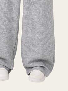 SHEIN Explorewe 抽绳下摆阔腿直筒休闲裤