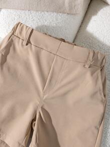 Souflis Souflis 3 件套年轻男孩绅士套装，包括领结、白色领衬衫、背心和休闲短裤，时尚绅士西装，适合日常休闲穿着、生日派对、婚礼、万圣节、圣诞节、感恩节庆祝、正式服装、表演、春夏返校季 - 卡其色 - 查看 8