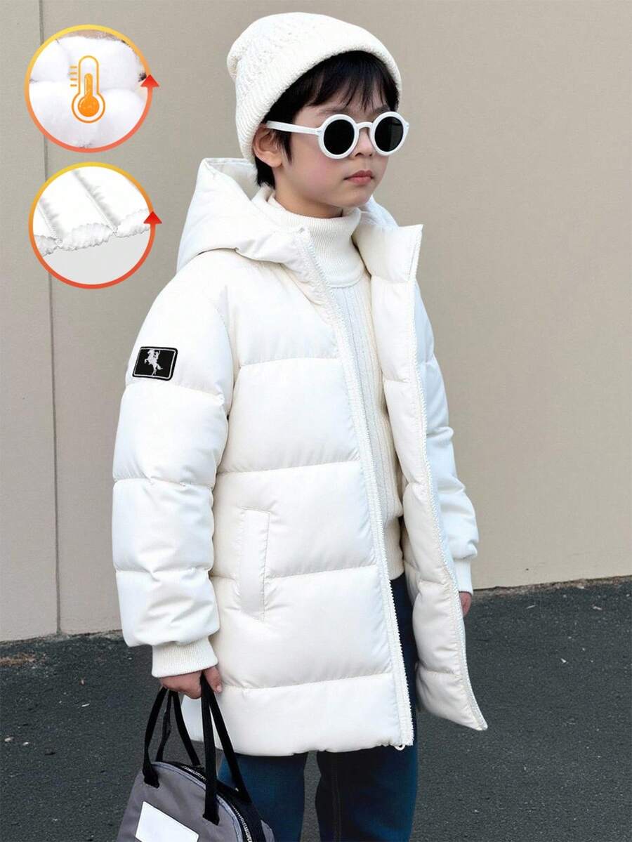 Genkimix Kids 小男孩骑士徽章拉链连帽冬季夹克 - 彩色 - 查看 1