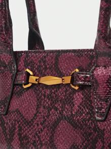 SHECARRY 女士单肩包 PU 皮革 秋冬 学校 旅行 通勤 工作 优雅 精致 绗缝包 链条包 - 紫色 - 查看 4