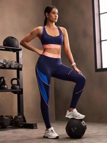 Powerista 女士百搭户外休闲紧身瑜伽裤 - 藍色 - 查看 5