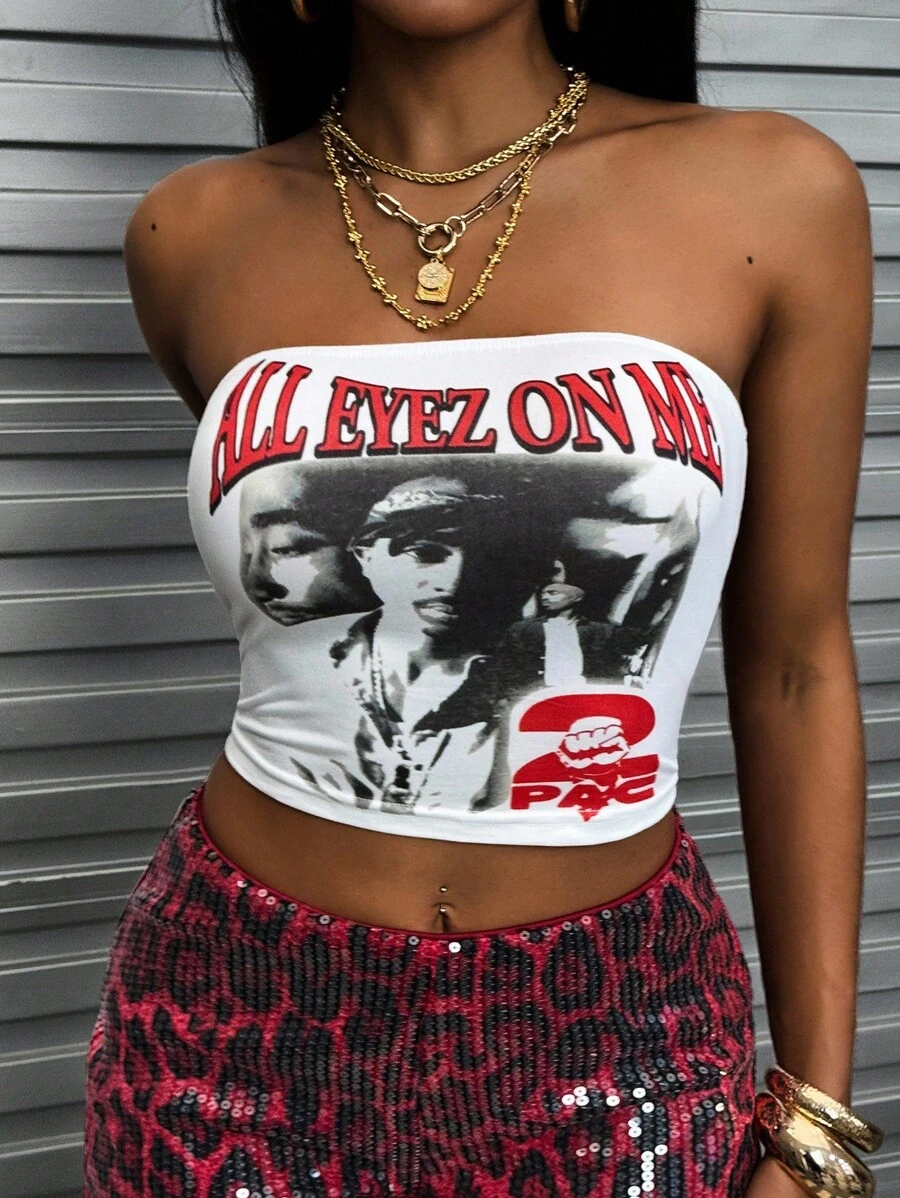 Rovax 女士字母与图案印花休闲短款抹胸 - 彩色 - 查看 1