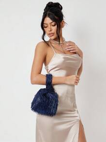SHEIN SXY Quý cô, Túi xách cầm tay nữ, Túi xách buổi tối, Thời trang, Thanh lịch, Đơn giản, Cá nhân hóa, Đa năng, Cổ điển, Hạt dọc, Đỏ, Kim sa, Dành cho tiệc cocktail, Tiệc tùng, Vũ hội, Câu lạc bộ, Hẹn hò, Sinh nhật, Buổi tối, Đêm hẹn hò, Vũ hội - Màu xanh lam - Xem 2
