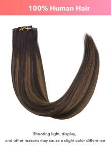 Seamless Clip Ins 7 件无缝 PU 夹式真人发片接发 100% 真人发 14-22 英寸渐变金色肤色雷米接发 110G 带夹子 - S2/10 - 查看 3