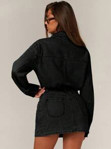 Athîral Women's Casual Commuter Washed Mini Denim Dress, Fall Women Clothes