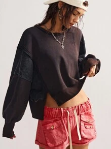 Bohemela BOHO Vintage Casual Solid Color Knit Long Sleeve Drawstring Backless Sweatshirt For Women In Fall/Winter - Black - View 7