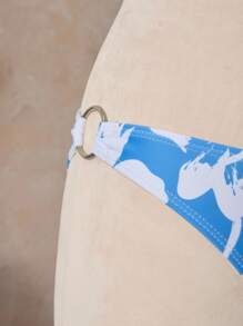 SHEIN Swim Conjunto de tankini con estampado floral Traje de baño de 2 piezas con parte superior halter y parte inferior de talle alto