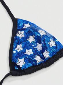 ROMWE Grunge Punk Bộ 2 món áo hở lưng sequin gợi cảm và quần short cho nữ, mùa hè - Nhiều màu - Xem 3