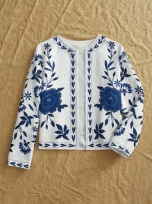 Travachic 度假印花梭织长袖女式常规夹克、秋季女装、秋装、复活节、节日服装、女士沙滩装、女士度假服装、女士音乐会服装、波西米亚风、波西米亚风、音乐节、热带度假女装、浪漫、秋装、冬装、圣诞服装、女士外出上衣、外出上衣、休闲、可爱 - 彩色 - 查看 3