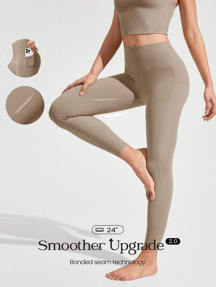 24" FeatherFit™ Fuel Your Glow Buttery-Soft Stretchy Sweat-Wicking High-Waist Waist Side Pockets Seamless Leggings Low Impact Yoga Pilates Barre Studio Daily Casual Wear