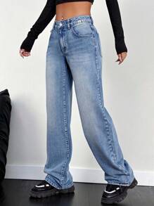 Jeanoix Coolmax製袋和拉鍊直筒牛仔褲