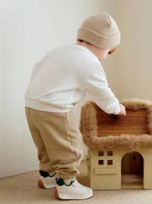 Cozy Pixies 2pcs Baby Boy Letter Graphic Knitted Soft Crew Neck Long Sleeve Hoodie And Drawstring Waist Ankle Length Pants Set Baby Casual Sets Cute Toddler Sets Neutral Baby Clothes Baby Set Autumn Winter Season Neutral Gender Baby Clothes Mocha Baby Clothes Neutral Baby Clothes Unisex Infant Boy Clothes Long Sleeve Baby Boy Pajama Bamboo Baby Boy Clothes Long Sleeve Fall - Multicolor - View 2