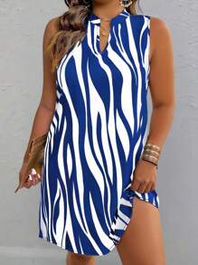 EMERY ROSE Vestido plus size feminino com decote em V e estampa de zebra