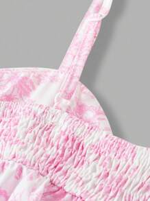 女童休闲舒适花卉印花荷叶边吊带背心